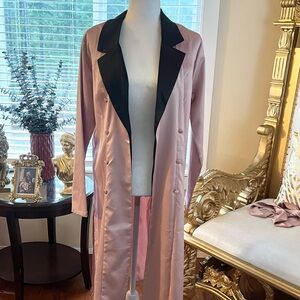 Fashion Nova Pink and Black Satin Coat